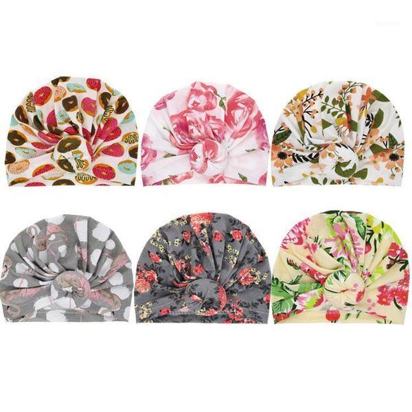 

beanies infant baby girls hat knot flower headwear child toddler kids turban donuts florals hats children accessories1