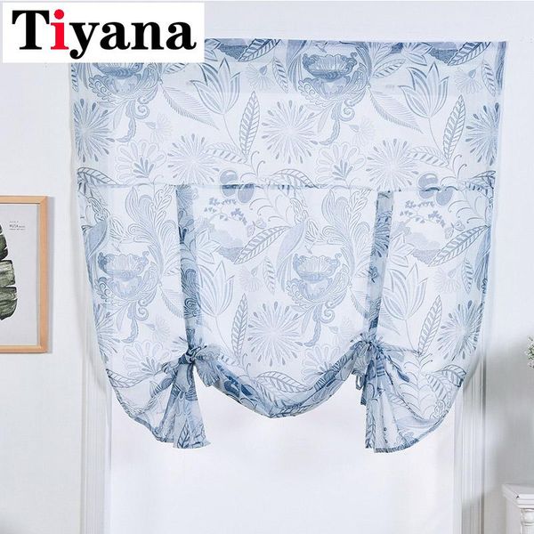 

vertical tulle curtains blue roman window blinds leaves sheer panel short door curtain pastoral curtain drapes home decor jk336y