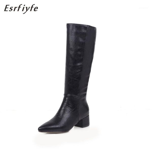 

esrfiyfe 2020 new women's fashion boots knee high boots solid color riding women elegant comfortable plus size 34-471, Black