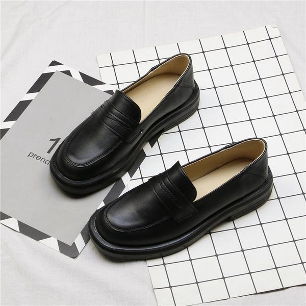 

loafers casual solid slip-on round toe flat shoes women black / white shoes