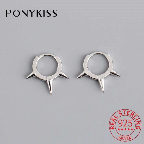 

hoop & huggie ponykiss s925 sterling silver minimlist cone sweet earrings women for party birthday jewelry accessories girls gift, Golden;silver