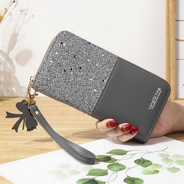 

bling women long creative female card holder pu coin purses girls envelope leather wallet new, Red;black