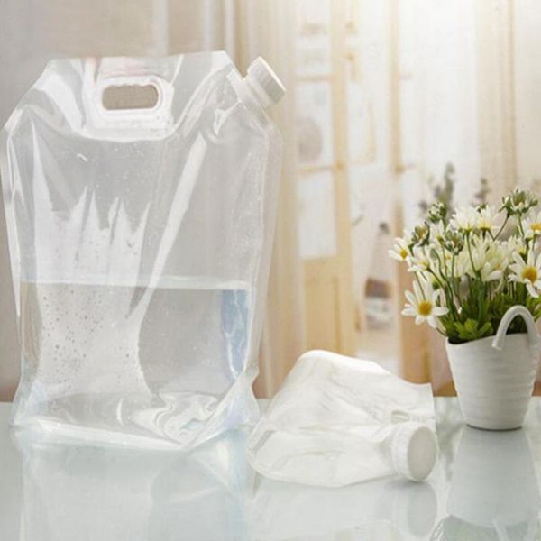 

outdoor bags climbing picnic camping hiking portable water bag travel bbq transparent plastic carrier container folding1