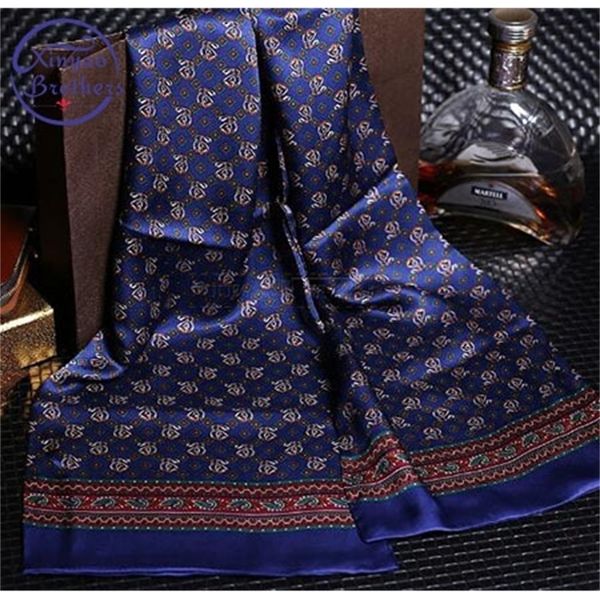 

men long printed design 100% pure silk scarf neck scarves y200110, Blue;gray