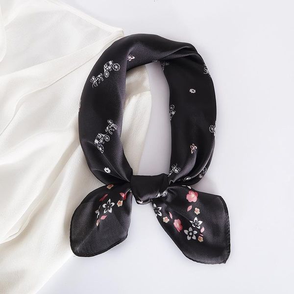 

мода kerchief волос шарф для женщин шейный цветочным принтом шелковый атлас головы платки 6060 cm площади шеи шарфов для lady jllamn, Blue;gray