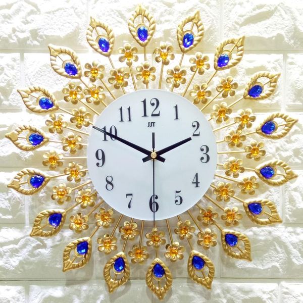 

wrought iron golden living room wall clock creative fashion electronic clock european style bedroom quartz wall