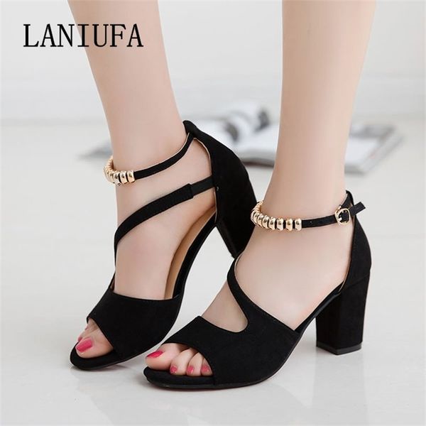 

spring autumn women pumps shoes women casual shallow peep toe high heels wedding party derss shoes mujer plus size 34-42 #001 t200525, Black