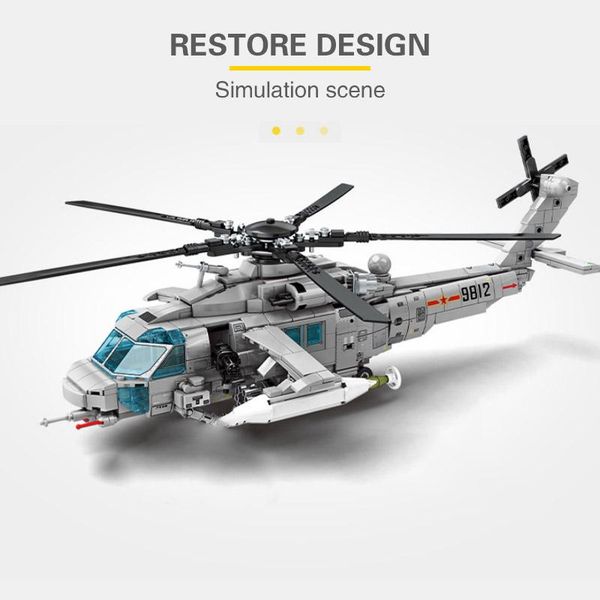 

sembo 935pcs военные серии theric navy warded helicopter строительные блоки avic aircraft z-20 кирпичные игрушки детские для детей подарок s