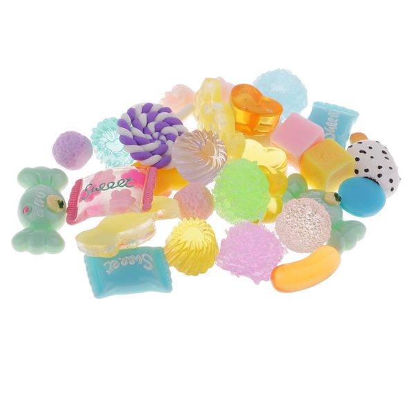 

30 pieces mixed candies resin flatback cabochon embellishments decoden craft