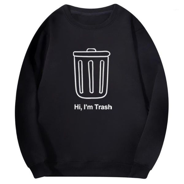 

2020 spring autumn casual men's sweatshirt warm anime male hoodie rubish bin mens hoody hi imtrash cartoon men pullover fashion1, Black