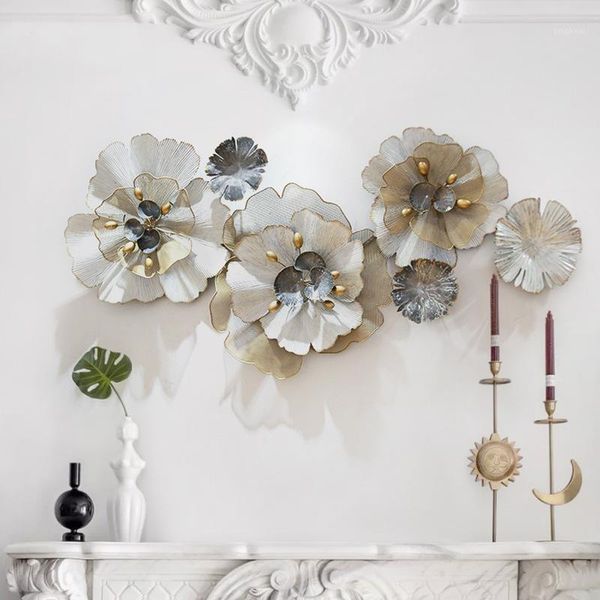 

french home wall decoration pendant living room sofa background wall decoration creative hanging flower iron 3d metal decor1
