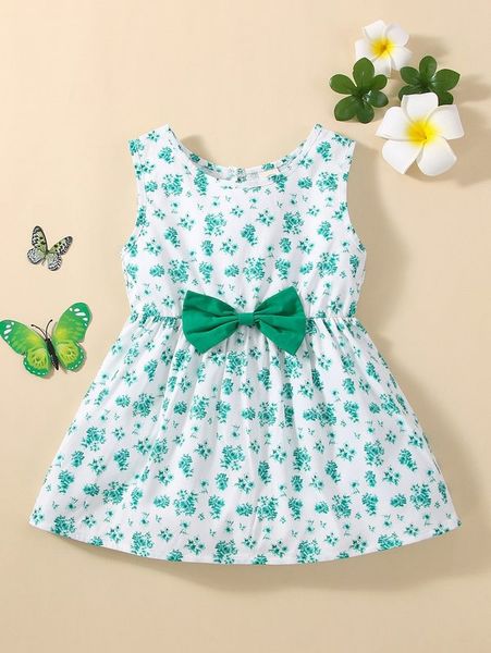 

baby allover floral print bow front dress she, Red;yellow