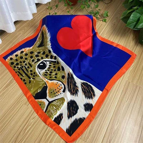 

fashion simulation silk square scarf forest animal digital printing scarf small various flower small square 70x70cm1, Black