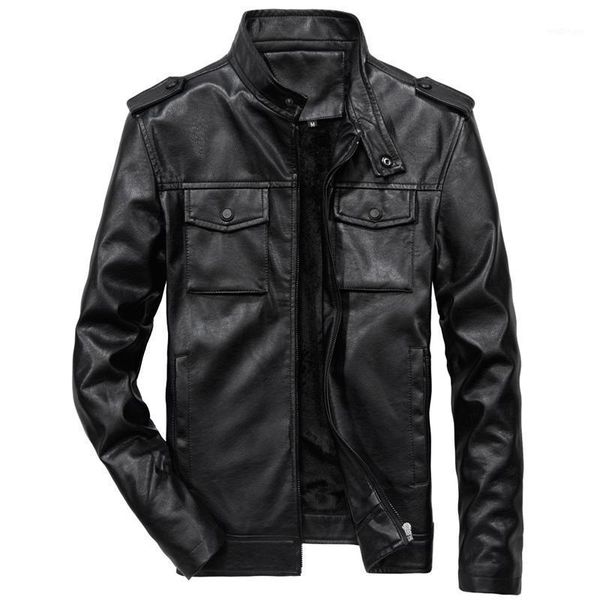 

new fashion pu leather for men fashion multi pocket leather moto jacket coat large size 7xl streetwear sudadera hombre1, Black