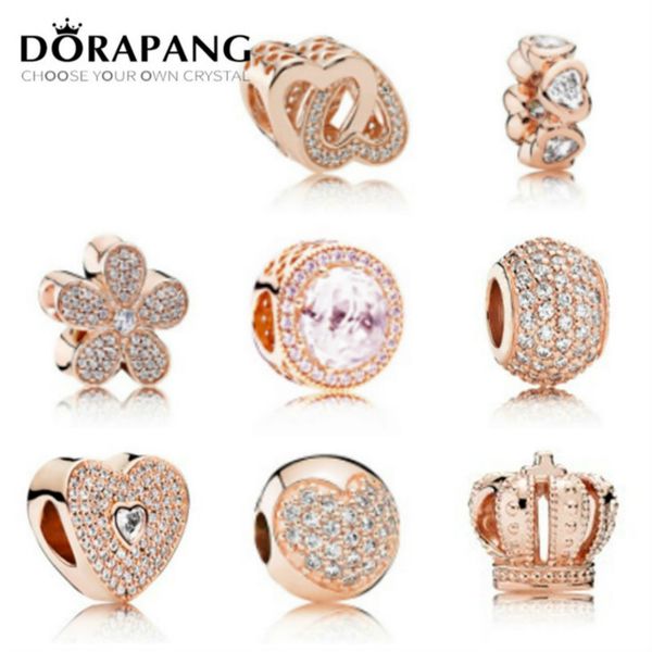 

2021 new rose gold charms beads fits bracelets 925 sterling silver bead jewelry pave cz pendant bead diy jewelry accessories for women gift, Black