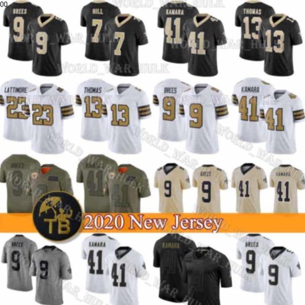

2020 mens new orleans saint 7 taysom hill 13 michael thomas 23 marshon lattimore 9 drew brees 41 alvin kamara football jersey, Black;red