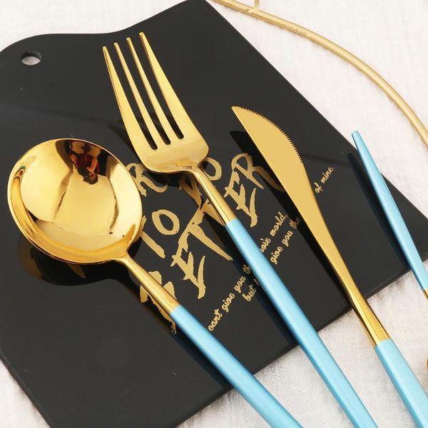 

24pc flatware dinnerware set knife fork spoon 304 stainless steel travel portable tableware travelcutlery set service1