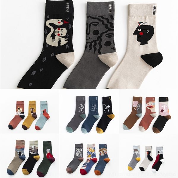 

tublp new couple tube painted couple men's socks yuppie tide medium hand lovers literature socks street stockings gk6mu, Black