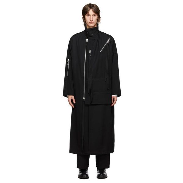 

men's trench coats army gardeding zip coat gabardine sheep dark black, Tan;black