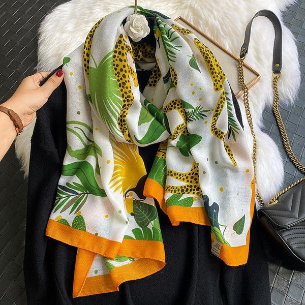 

2020 fashion animal leopard scarf women viscose shawls and wraps female cotton muslim hijab, Blue;gray