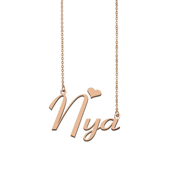 

nya name necklace custom nameplate pendant for women girls birthday gift kids friends jewelry 18k gold plated stainless steel, Silver