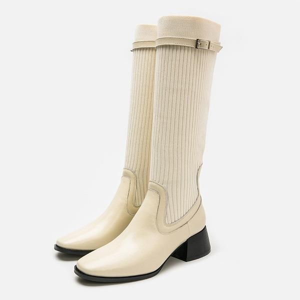 

women boots over knee sock shoes boots-women over-the-knee med stockings 2020 autumn rubber western fabric women boots1, Black