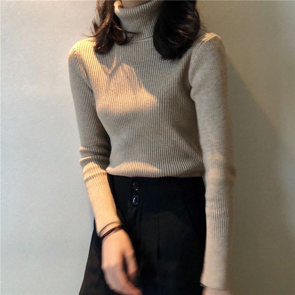 

autumn and winter new high collar knitted dress, women's long sleeve slim fit with t-shirt, student's wool warm base coat