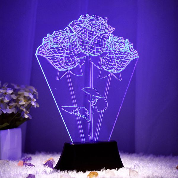 

2021 new romantic rose night light red blue 7 color changes nuk3