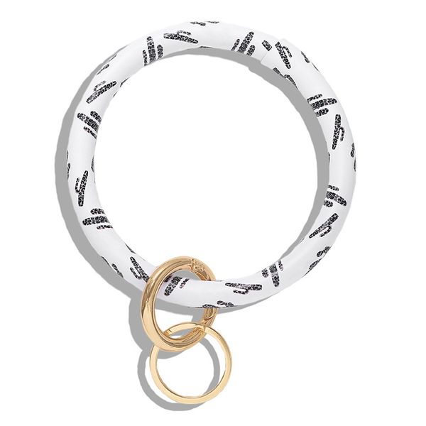 

printing pattern bracelet key buckles man woman hip hop bangles keys chains pu leather wrap wristbands rings 9 5dm l1