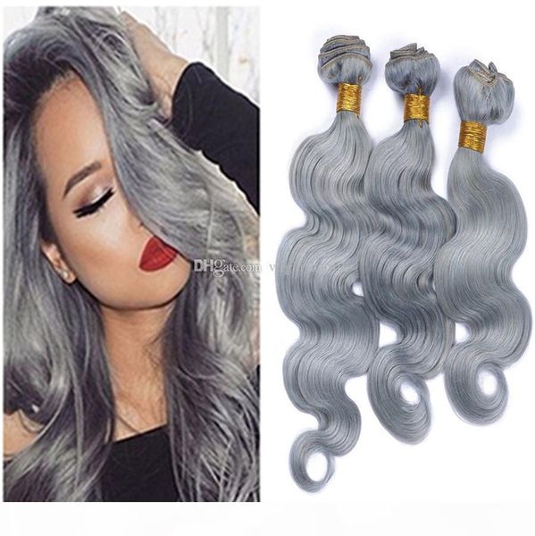 

9a gray brazilian virgin hair body wave wavy extensions sliver grey hair weaving 3 bundle deals unprocessed virgin human hair wefts, Black;brown