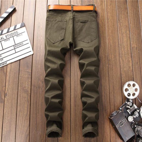 

2020 european pancil fashion mens trousers denim embroidery spliced streetwear jeans luxury male hole hiphop style pants ogvrq, Black
