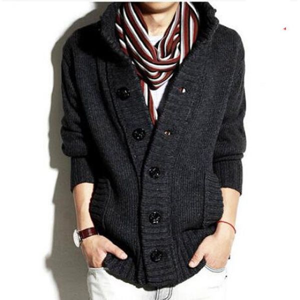 

2021 shierxi autumn and winter of men cardigan knitting gross coat casual jacket 3lcu, Black;white