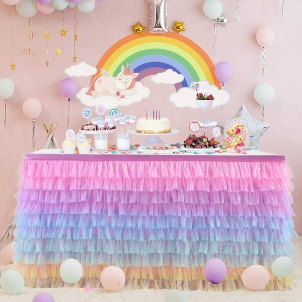 

wedding party tulle tutu table skirt tableware birthday baby shower xmas decor 185cm/275cm1