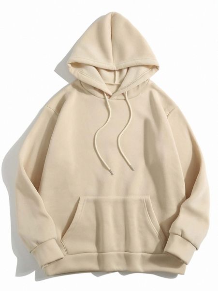 

kangaroo pocket drawstring thermal hoodie j5we#, White;black