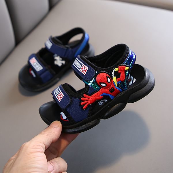 

children's for 2020 summer new movement cool toddler boys sandals small cartoon kids running shoes, Black