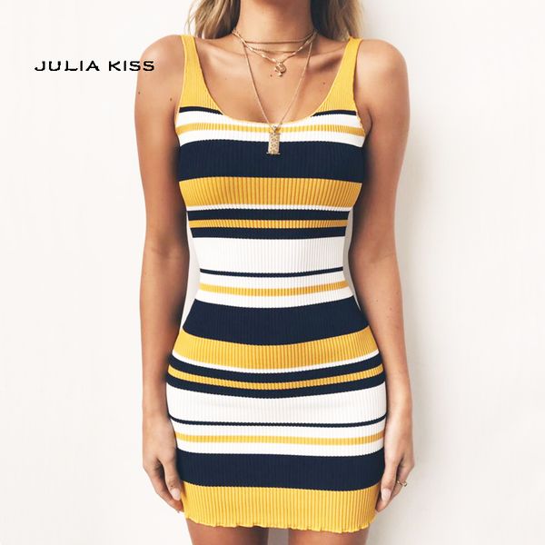 

women striped ribbed knit tank dress knit mini dress, Black