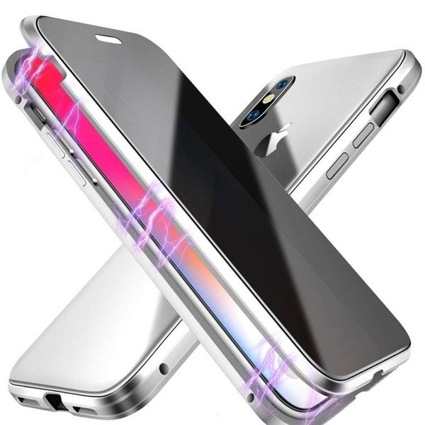 

anti-peep magnetic case for iphone 11 pro xs max xr x 8 7 plus adsorption double-sided privacy clear back phone cas wmtfle
