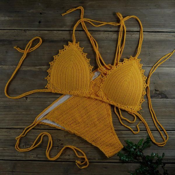 

13 color handmade women's push up swimwear feeler crochet bikini set lining swim trunks, White;black