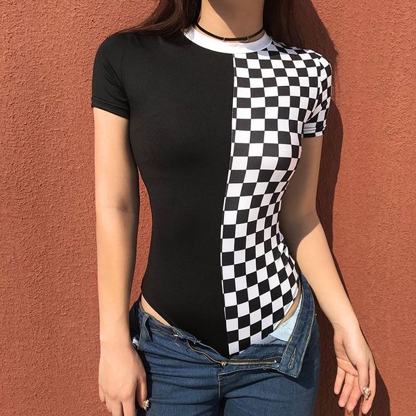 

plaid splice pole dance wear jazz dance clothes for women hip hop dance costume street outfits bodysuit y2k jl1163, Black;red