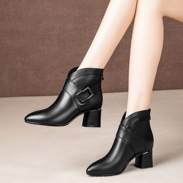 

zipper ankle boots women solid metal decoraction square heel shoes party boots botas de nieve mujer pu womens winter1, Black