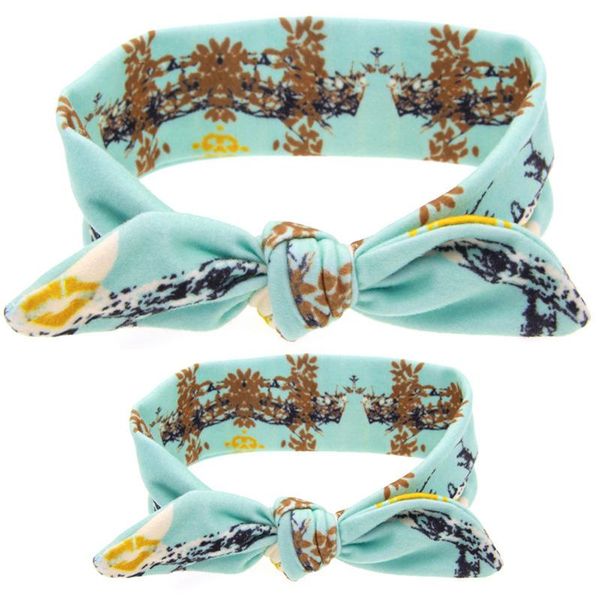 

2pc set mom and baby rabbit ears headband bow hair ornaments hair hoop stretch knot bow cotton headbands wmtrbk rimmer, Slivery;white