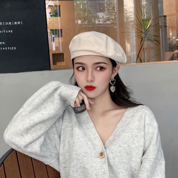 

2020octagonal beret women's summer thin british retro korean japanese fashion ins wind painter bud hat, Blue;gray