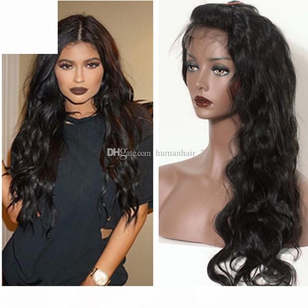 

body wvae human hair full lace wig peruvian virgin hair front lace wig body wave guleless wig good quality, Black;brown