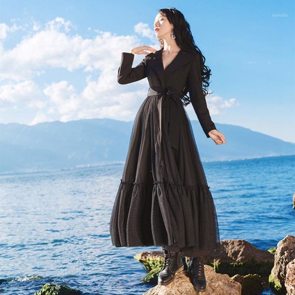 

2019 fashion the new mesh splice waist windbreaker, Tan;black