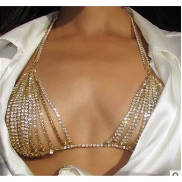 

jewelry female inlaid diamond bikini chest body chain, Silver
