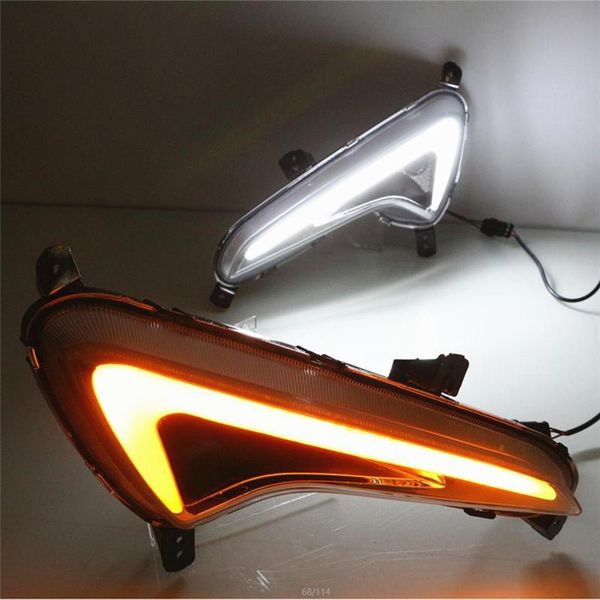 

автомобиль мигающий 2 шт для solaris 2014 2020 2020 led drl дневного света предупреждение желтый поворот свет дневной свет противотуманная ф