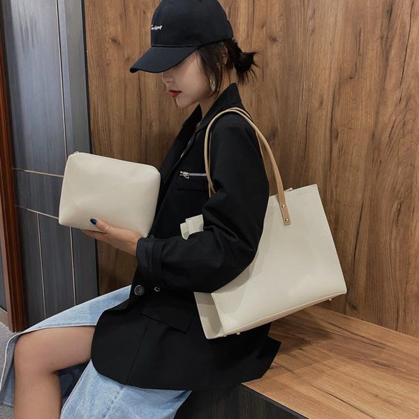 

cross body 2piece/set women handbag large capacity shoulder bags soft pu bookbags ladies wild schoolbags sac a main femme 2021