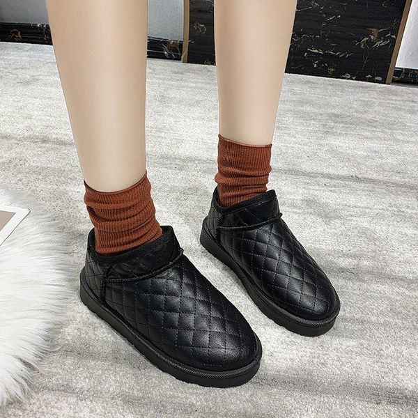 

boots women fashion snow 2021 winter plush platform ulzzang brand ankle chunky woman shoes padded keep warm, Black