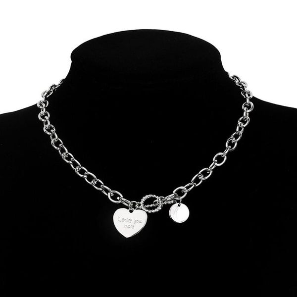 

chokers punk heart metal pendant simple trendy long chain necklaces for women girls party jewelry gifts, Golden;silver