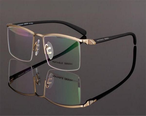 

business design men half rim fashion brand alloy aspheric prescription lens black silver optical spectacle reading glasses, White;black